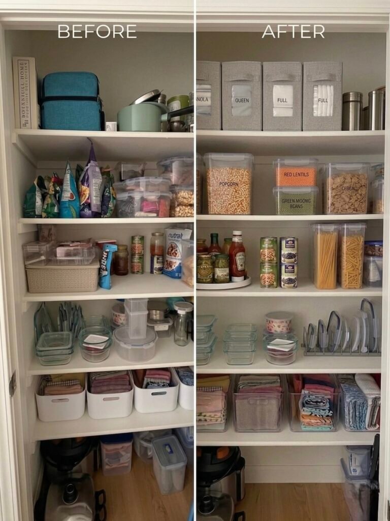 Hybrid Pantry Organization: My Secret Small Space Hack pantry before and after