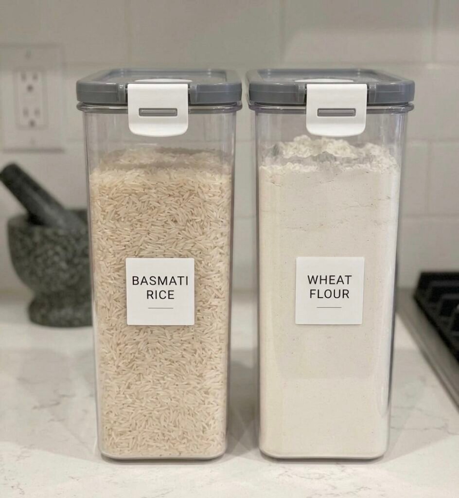 rice and flour containers